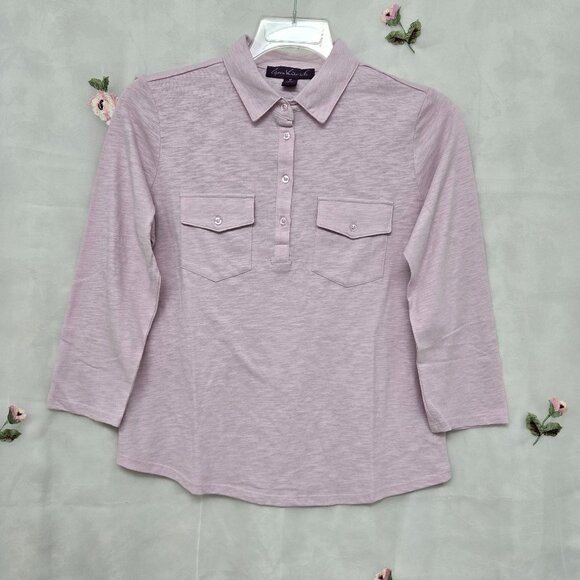 Gloria Vanderbilt* Button-up Long Sleeve Shirt* Color: Soft Peony* Size: M - Picture 2 of 10